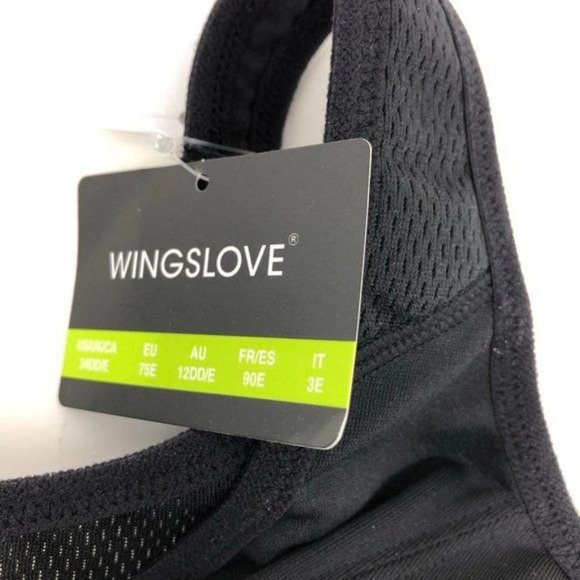 WINGSLOVE Black No Wire Sports Bra Size 34DD - Picture 7 of 8